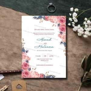 Pink Floral Wedding Invitation Card
