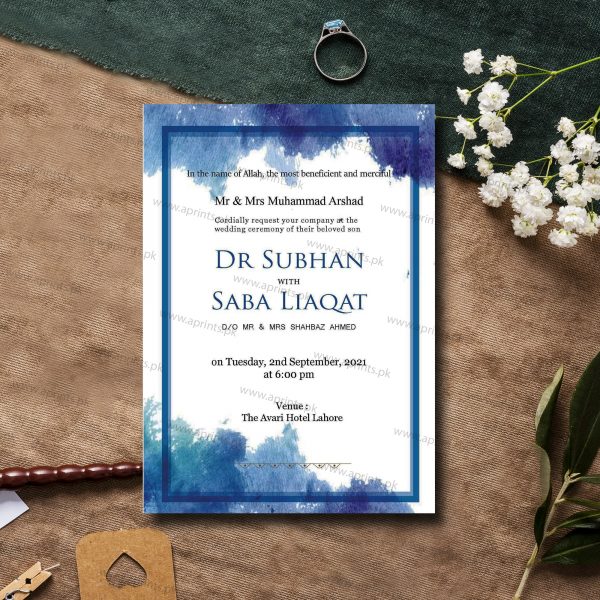 Blue Wedding Card