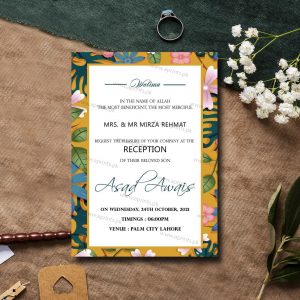 Yellow Floral Wedding Invitation Card