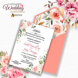Peach & Floral Theme Wedding Card