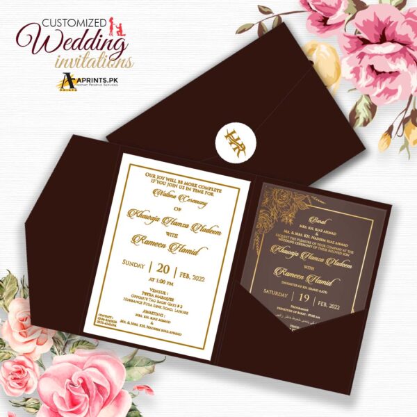 Gold Acrylic Trifold Wedding Card