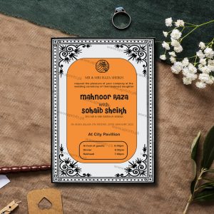 Black & Orange Combo Wedding Invitation Card