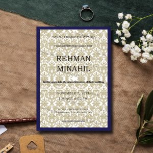 Blue Border Classic Design Wedding Card