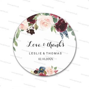 Couple Date Maroon Floral Sticker