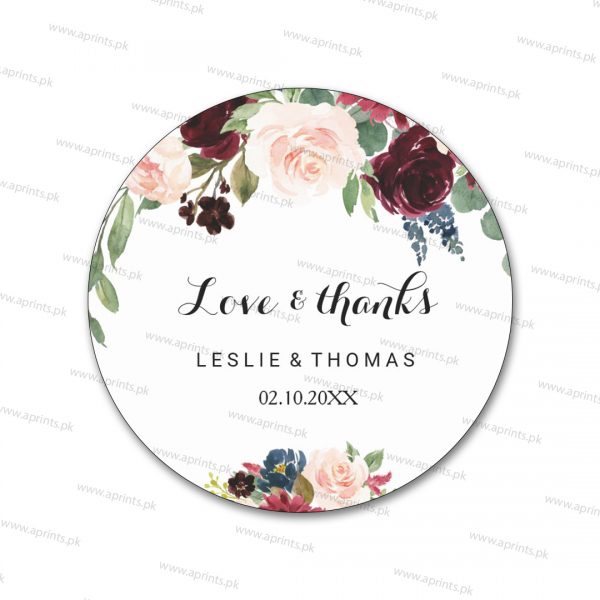 Couple Date Maroon Floral Sticker