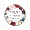 Maroon Floral Wedding Sticker
