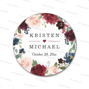 Maroon Floral Wedding Sticker