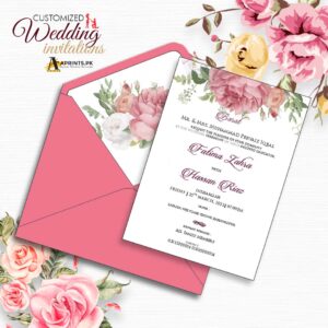 Pinkish Floral Themed Wedding Card