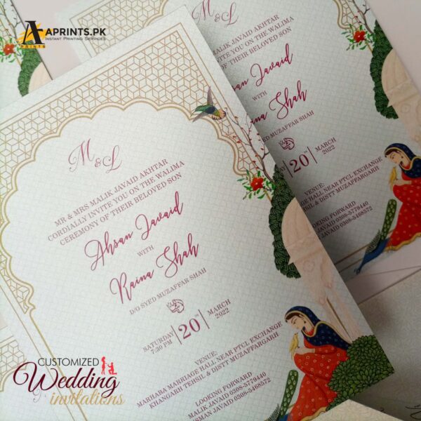 Pearl Peacock Mughal Classic Wedding Card - Image 5