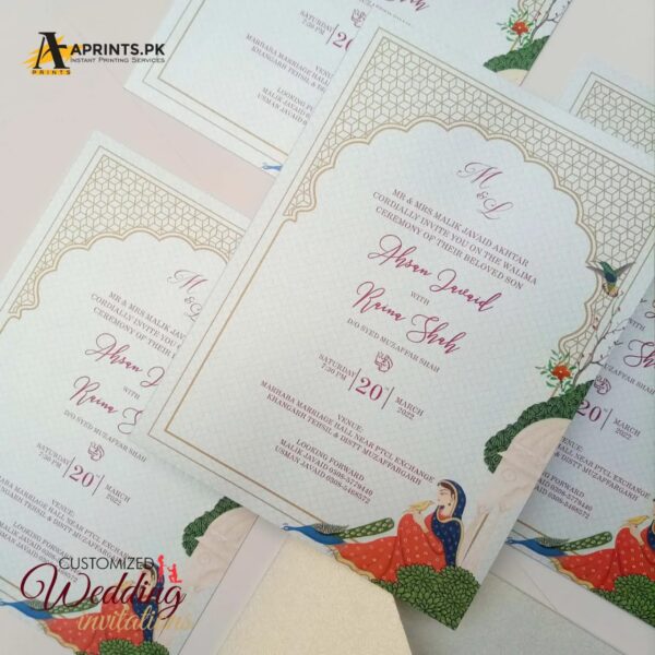 Pearl Peacock Mughal Classic Wedding Card - Image 4