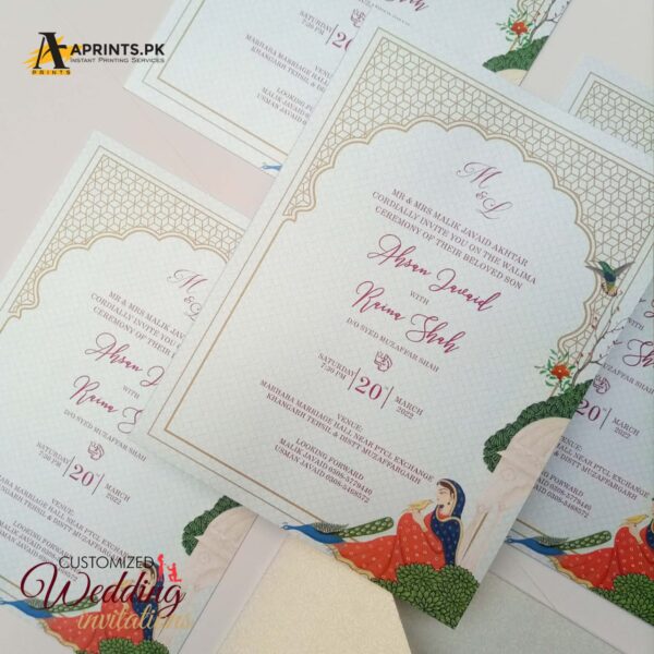Pearl Peacock Mughal Classic Wedding Card - Image 6