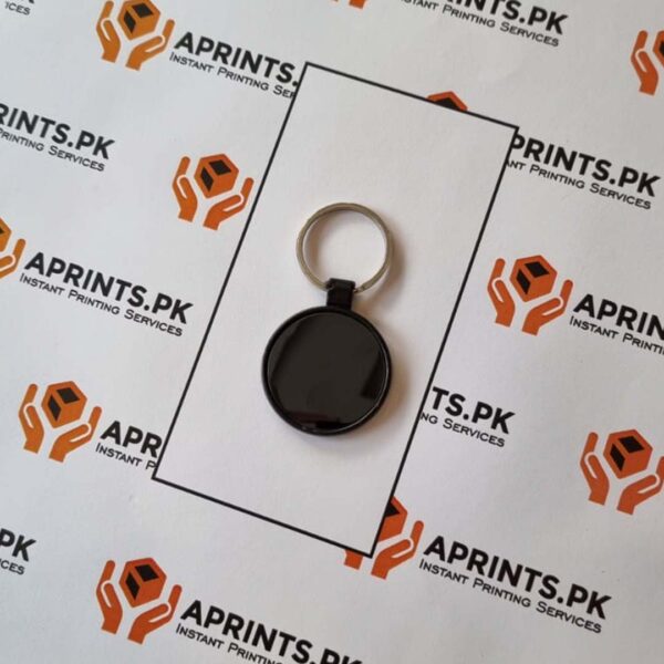 Metal Keychain Black Round