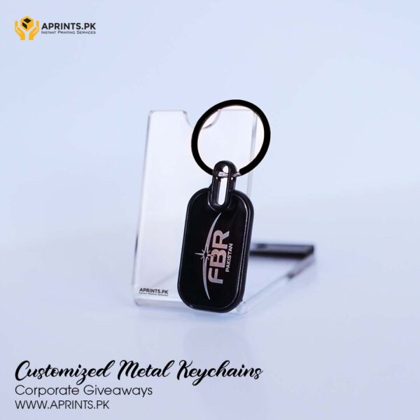 Metal Keychain Black Round Edges
